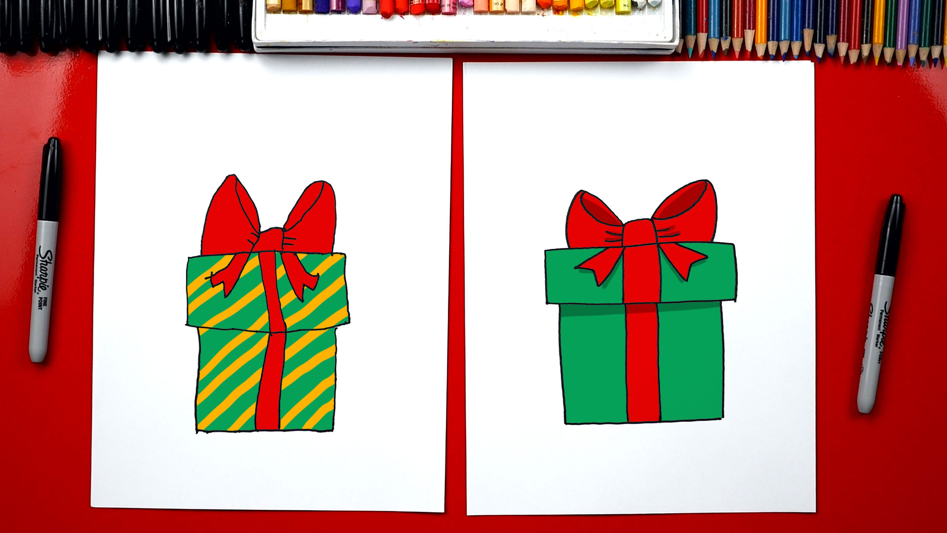 1920x1080 how to draw a christmas present - Present Drawing