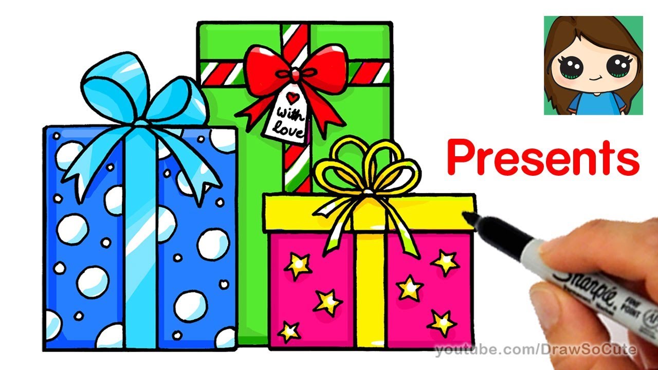 1280x720 how to draw presents easy christmas gifts - Present Drawing