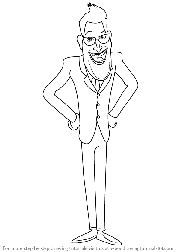 598x844 learn how to draw president hathaway from monsters vs aliens - President Drawing