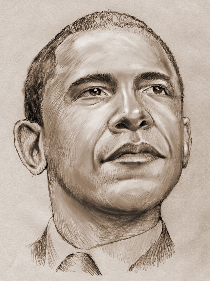 722x967 drawing of president barack obama!! black male art zeichnungen - President Obama Drawing