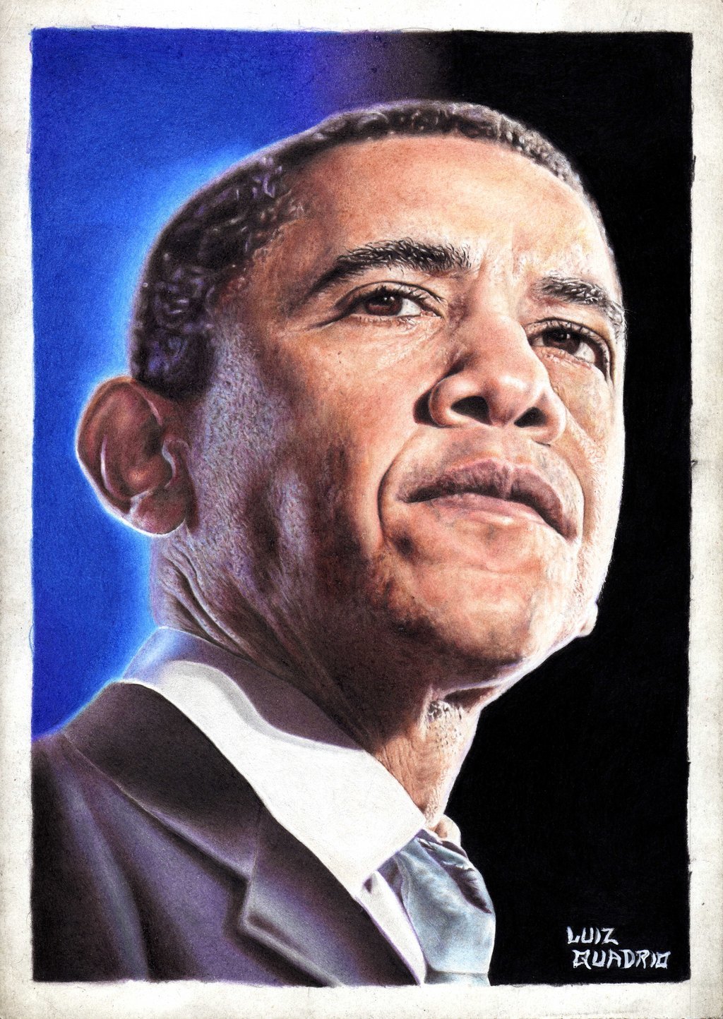 1024x1444 luiz quadrio artwork president obama colored original - President Obama Drawing