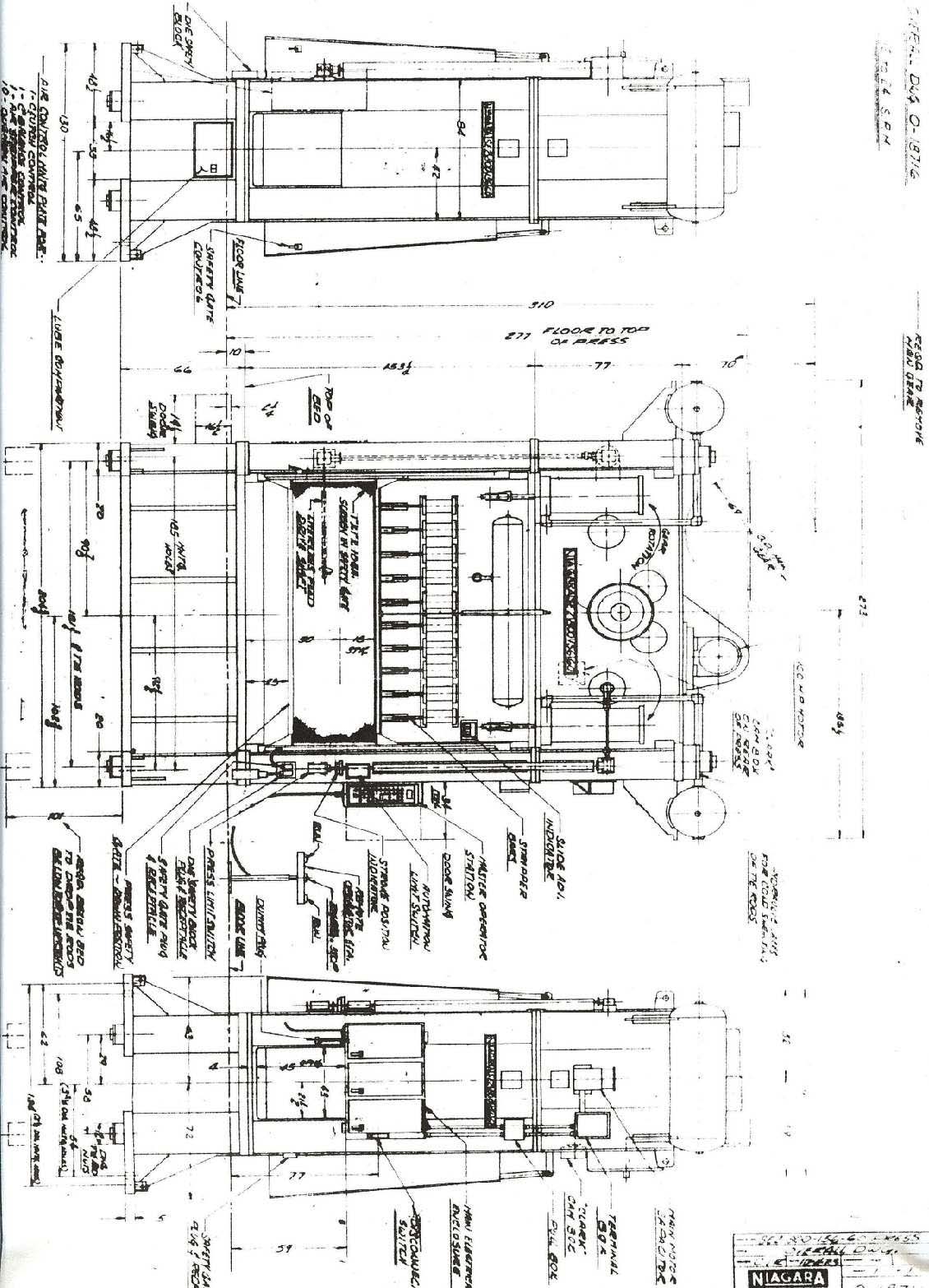 1130x1566 Ton Niagara Straight Side Eccentric Gear Press Call - Press Drawing