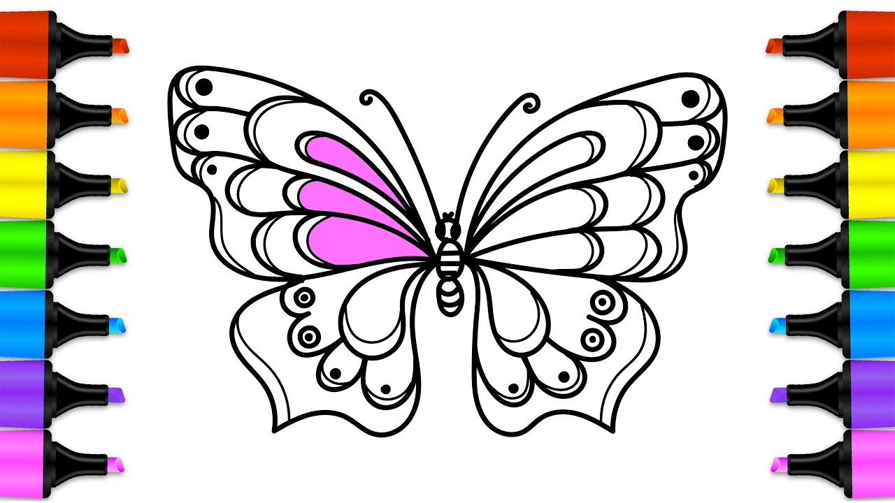 1280x720 How To Draw A Beautiful Butterfly With Colored Markers Step - Pretty Butterfly Drawings
