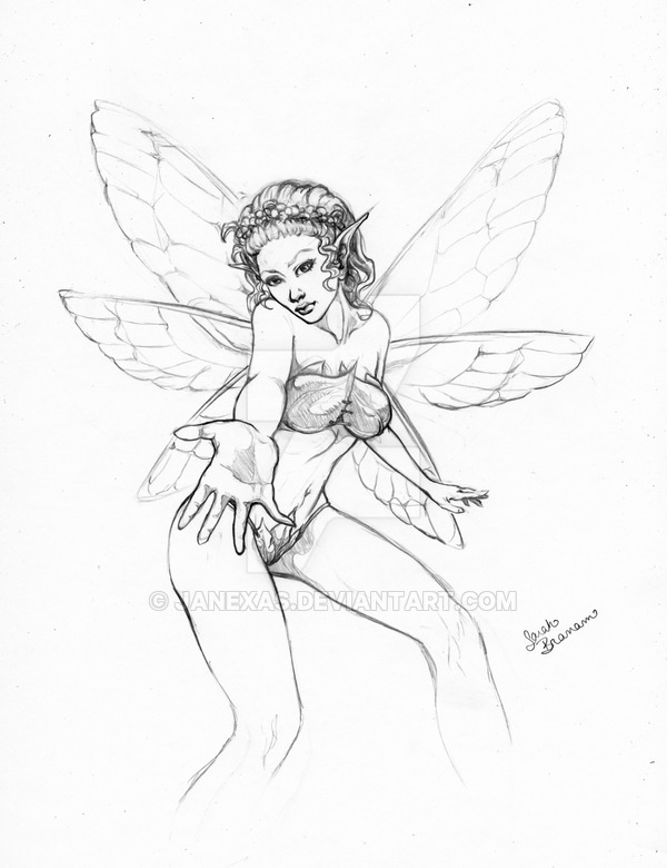 600x780 Cute Nature Fairy Sketch - Pretty Fairy Drawings