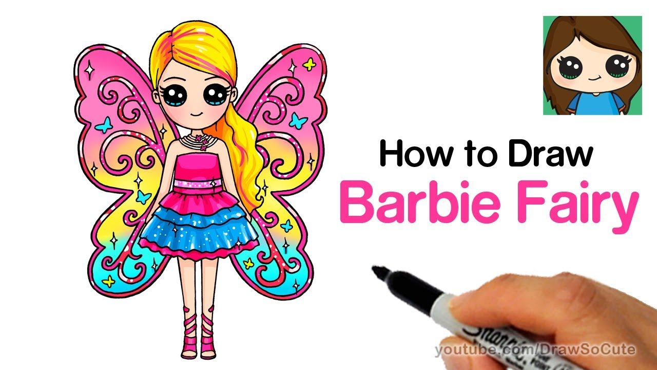 1280x720 How To Draw Barbie Fairy - Pretty Fairy Drawings