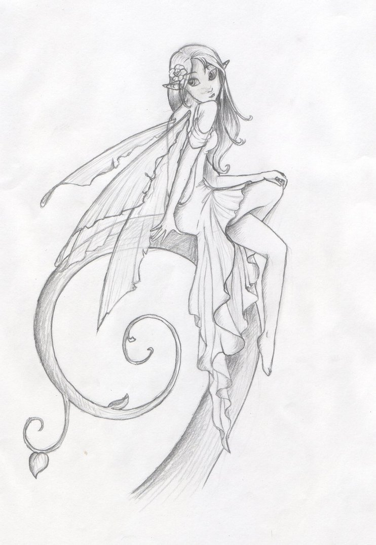 742x1077 Beautiful Fairy Drawings In Pencil Cute Pencil Drawings - Pretty Fairy Drawings