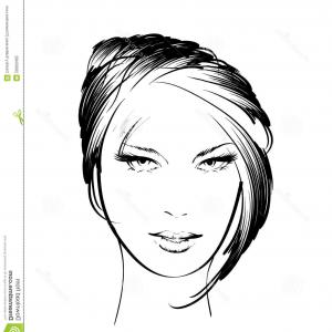 300x300 Profile Of Face Of Pretty Girl With Long Black Hair Vector Clipart - Pretty Girl Face Drawing