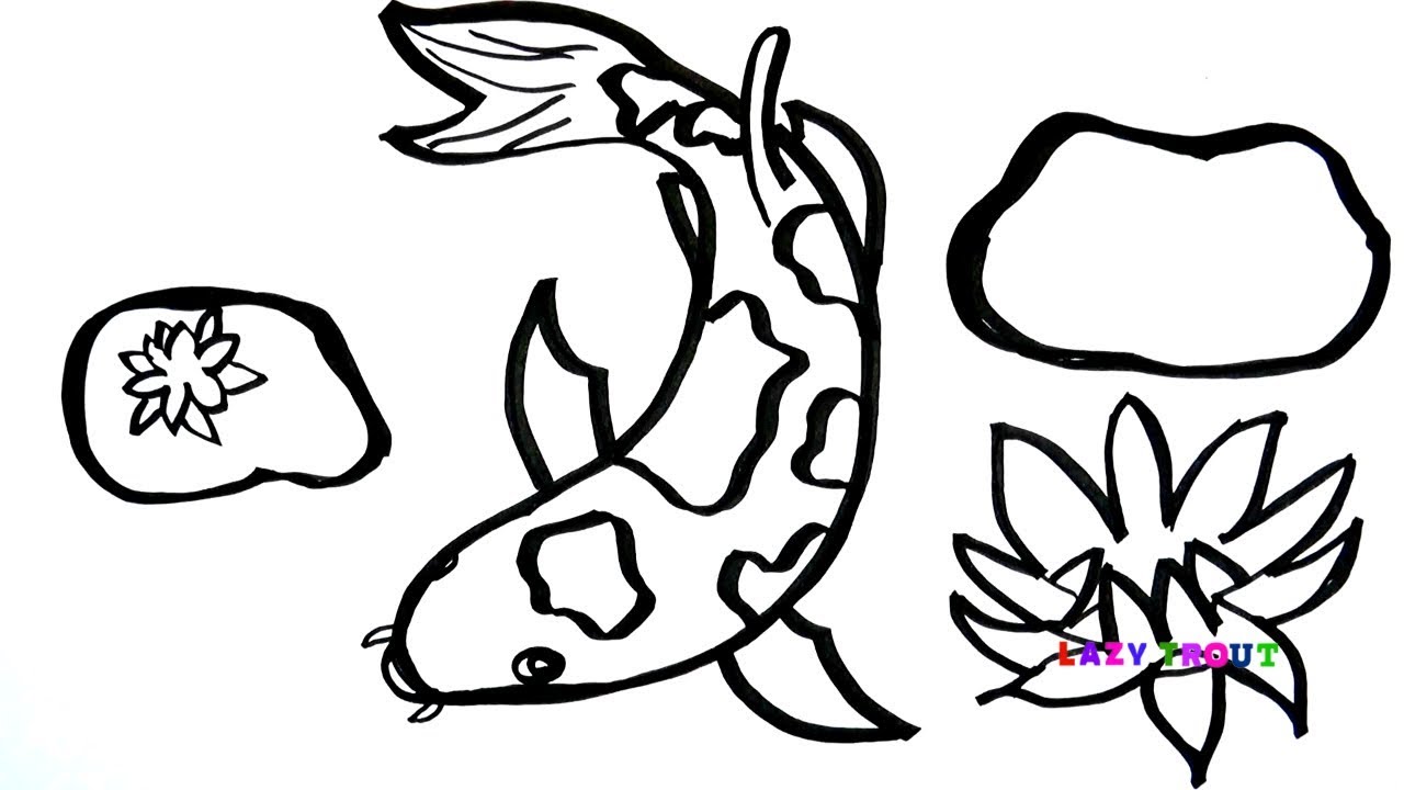 1280x720 cute koi fish in the pond drawing for kids lazy trout painting - Pretty Koi Fish Drawing