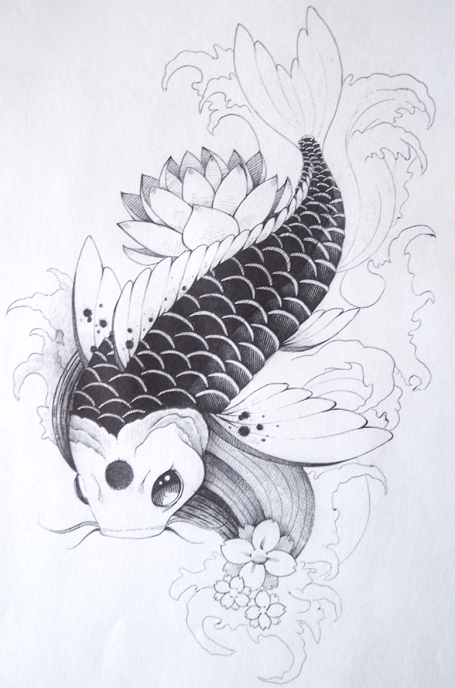 644x974 Henna Koi Fish Design - Pretty Koi Fish Drawing