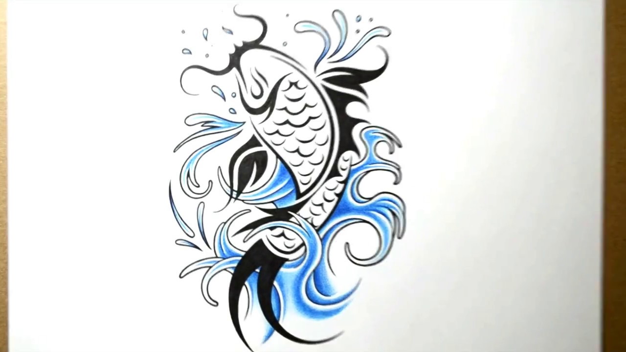 1280x720 How To Draw Beautiful Koi Fish Tattoo Designs Tutorial - Pretty Koi Fish Drawing