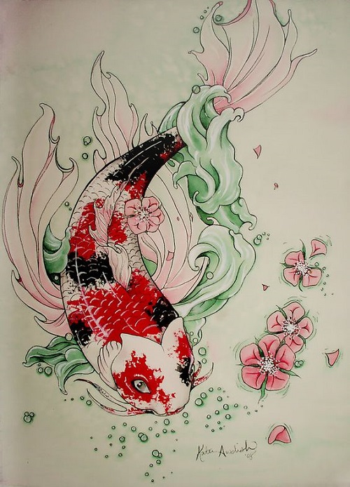 500x694 best koi fish tattoos meanings - Pretty Koi Fish Drawing