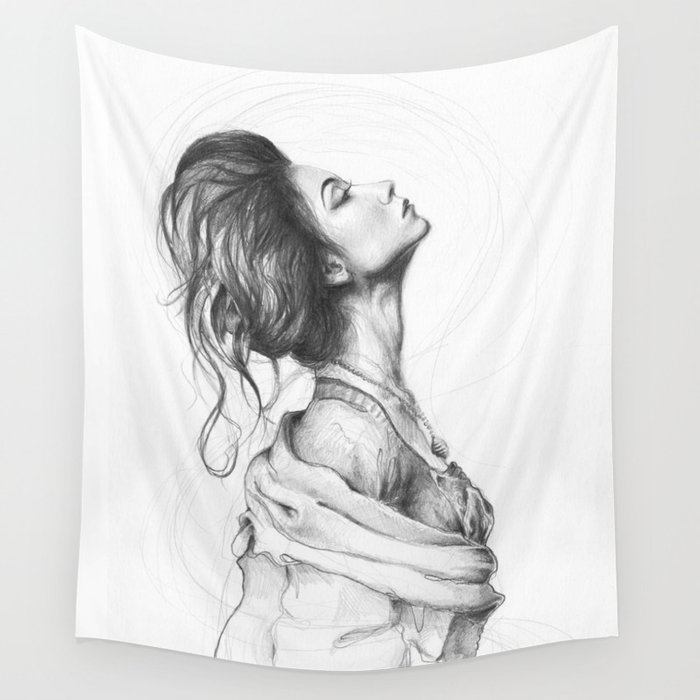 700x700 pretty lady illustration woman portrait beauty wall tapestry - Pretty Lady Drawing