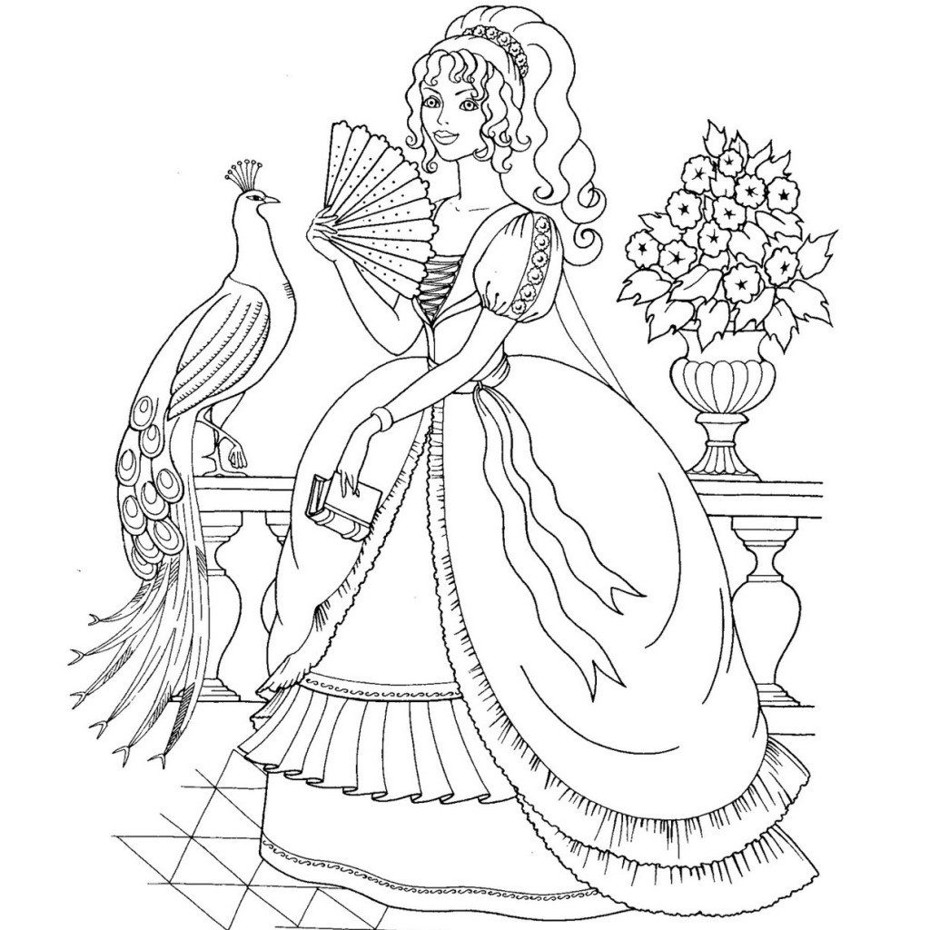 1024x1024 Coloring Pages Pretty Princess Coloring Pages Disney Adult Free - Pretty Princess Drawing