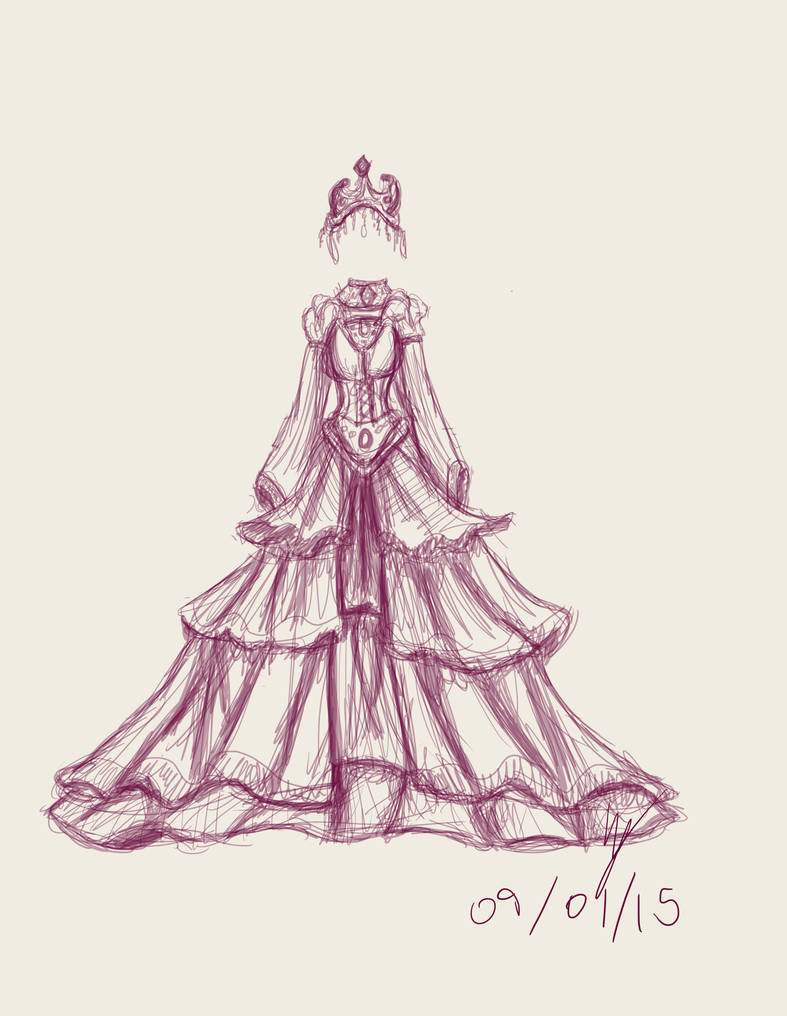 787x1016 Pretty Princess Dress Sketch - Pretty Princess Drawing