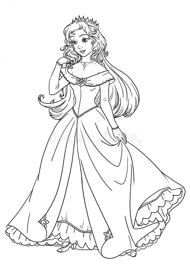 636x900 Princess In Black Coloring Pages Great Free Clipart, Silhouette - Pretty Princess Drawing