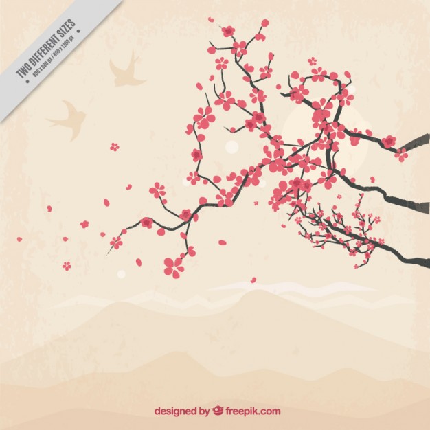 626x626 Hand Drawn Pretty Cherry Tree Background Vector Free Download - Pretty Tree Drawing