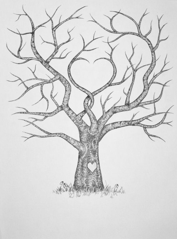 570x769 original hand drawn wedding fingerprint guest - Pretty Tree Drawing