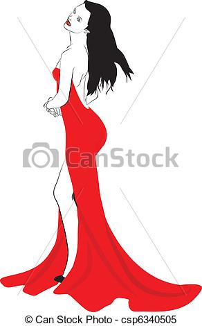 292x470 pretty woman with red dress vector graphic illustration of pretty - Pretty Woman Drawing