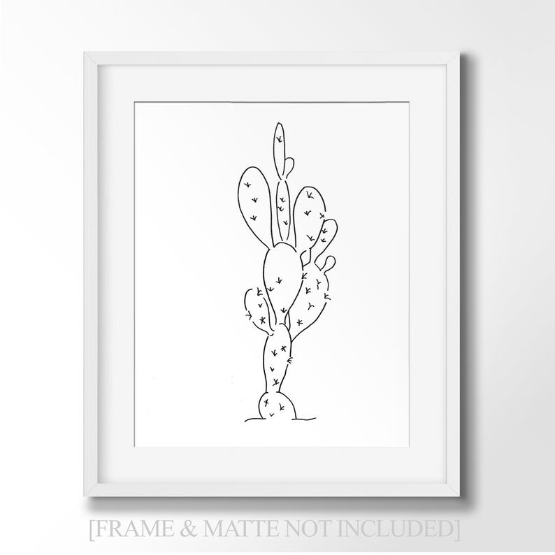 794x794 Prickly Pear Cactus Line Art Minimalist Wall Art Drawing Etsy - Prickly Pear Drawing
