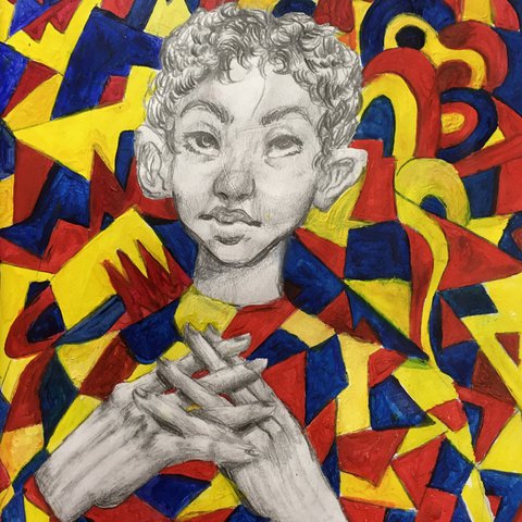 480x480 primary colors, pencil drawing, abstract, geometry, boy - Primary Drawing