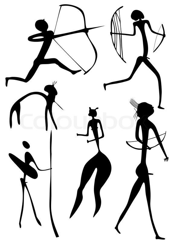 566x800 Primitive Figures Looks Like Cave Stock Vector Colourbox - Primitive Drawings
