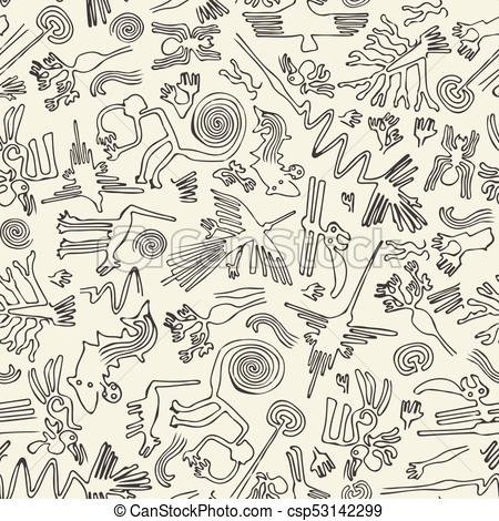 450x470 Seamless Pattern With Primitive Patterns Seamless Pattern - Primitive Drawings