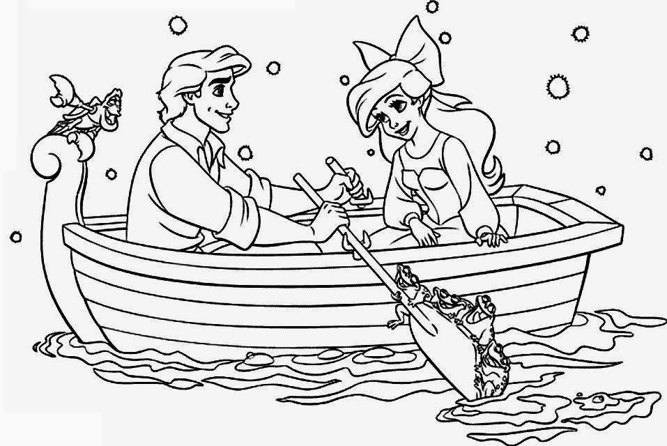 957x640 disney princess ariel and prince eric coloring drawing free - Prince And Princess Drawing