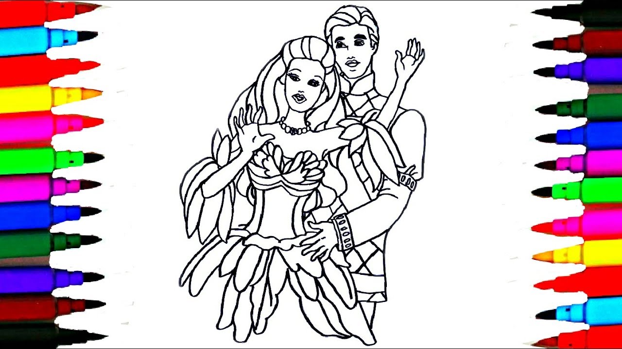 1280x720 how to draw barbie princess and prince ken coloring pages for kids - Prince And Princess Drawing