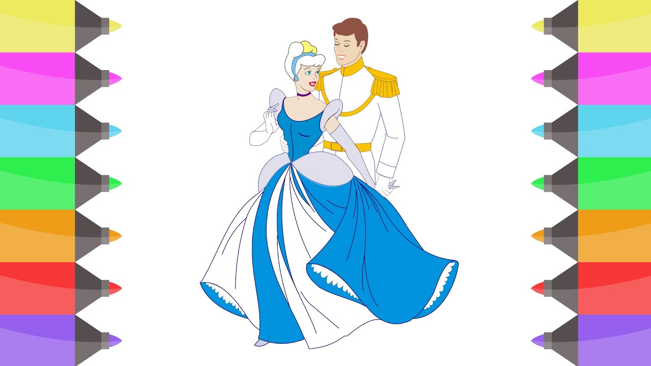 1280x720 how to draw cinderella disney princess prince cute colouring - Prince And Princess Drawing