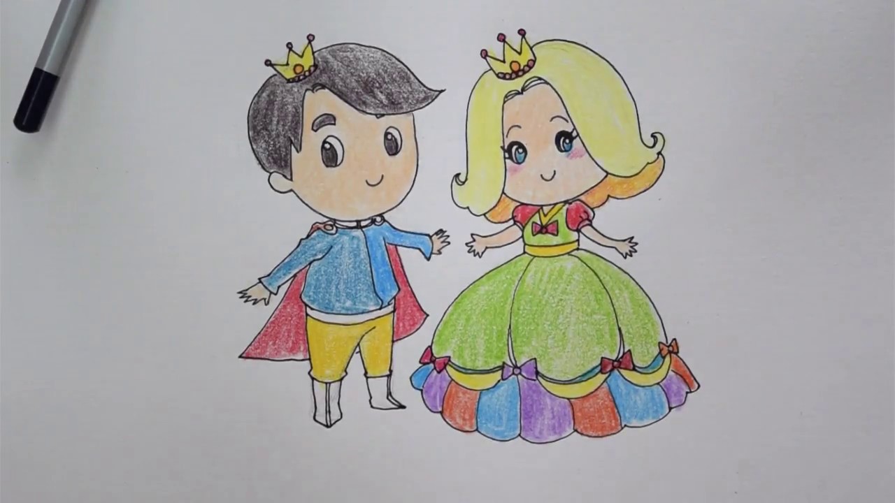 1280x720 how to draw prince and princess for kid with color pencil - Prince And Princess Drawing