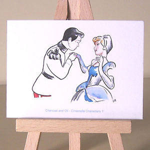 300x300 wdcc prince charming and cinderella princess drawing aceo art card - Prince And Princess Drawing