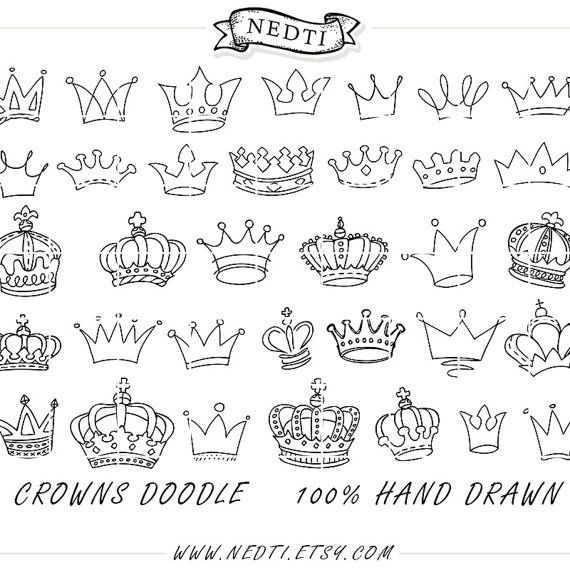 570x570 crowns doodle hand drawn vector, prince crown digital clipart - Prince Crown Drawing