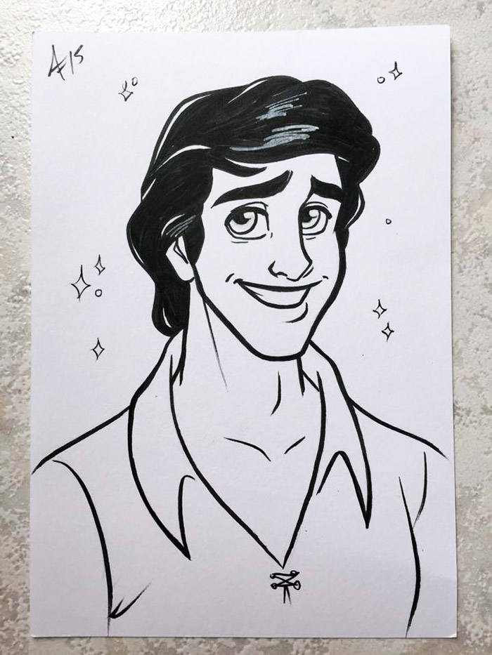 700x933 disney penampink card prince eric amanda flagg design online - Prince Eric Drawing