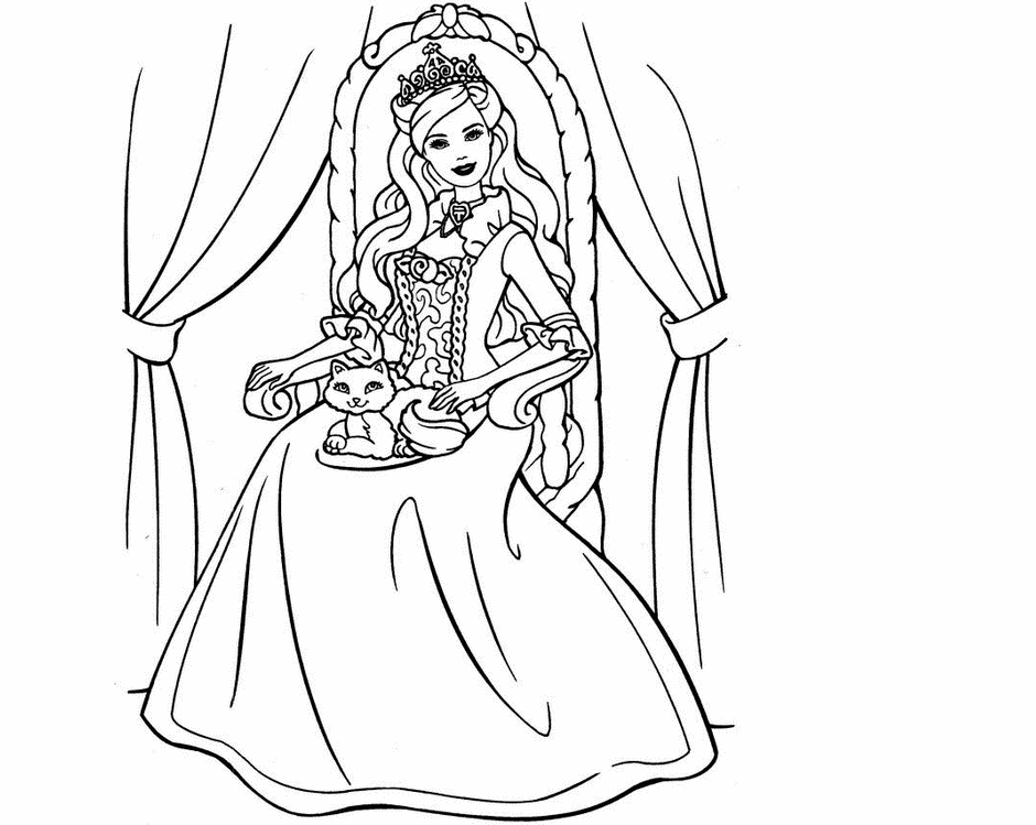 940x749 Colours Drawing Wallpaper Beautiful Barbie Princes Sweet Cat - Princess And Prince Drawing