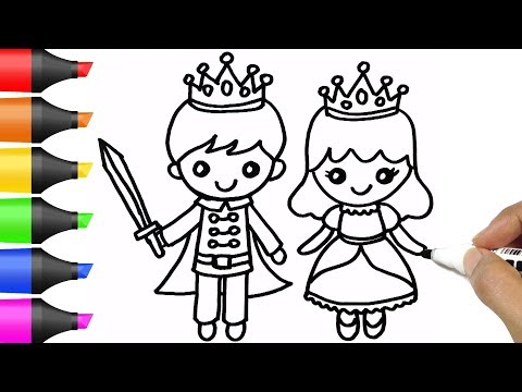 480x360 Download How To Draw Cute Prince And Princess Drawing And Coloring - Princess And Prince Drawing