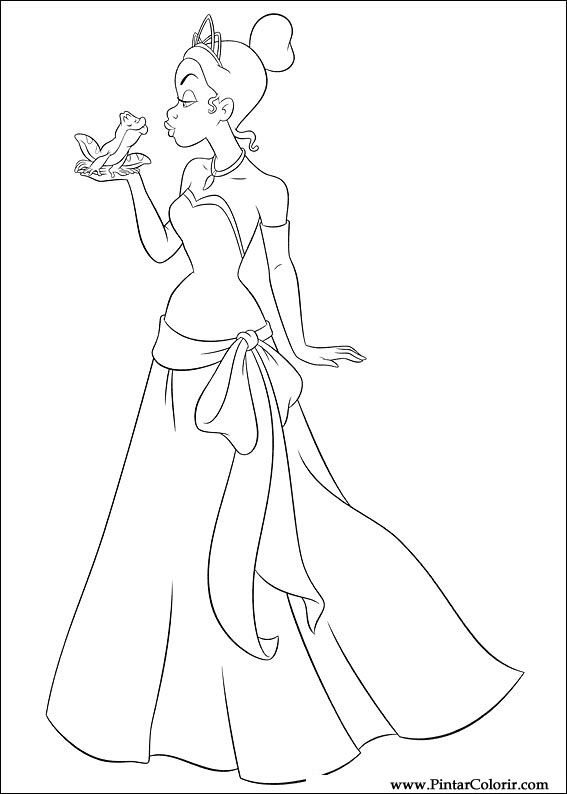 567x794 Drawings To Paint Colour Princess Frog - Princess And The Frog Drawings