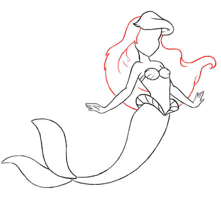 710x689 How To Draw Ariel The Little Mermaid Step - Princess Ariel Drawing