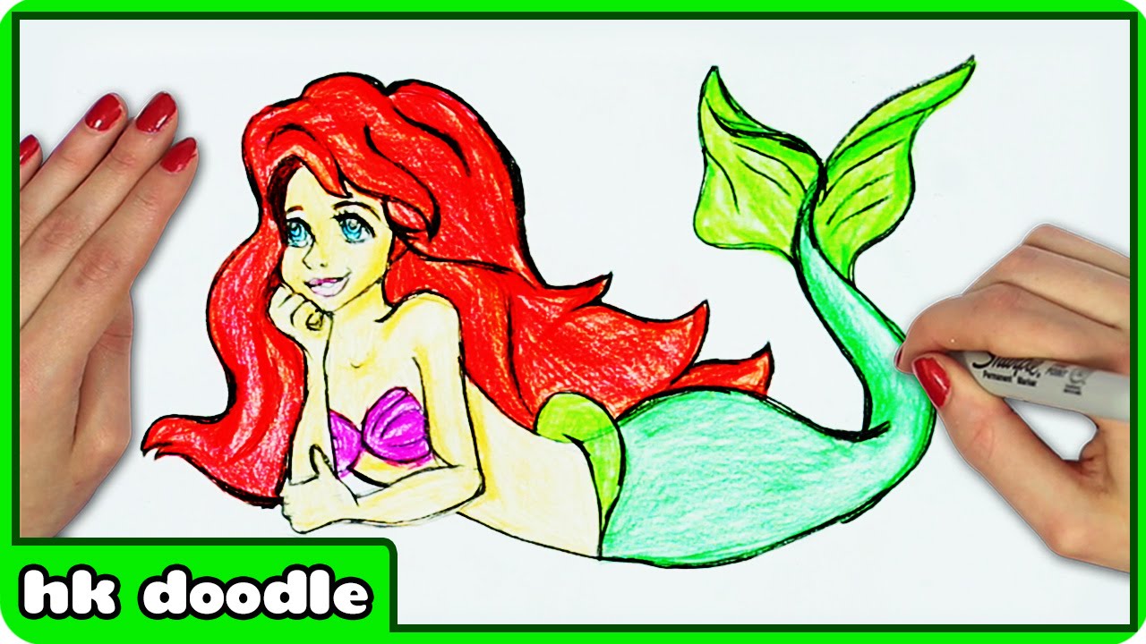 1280x720 How To Draw Princess Ariel From Disney's The Little Mermaid - Princess Ariel Drawing