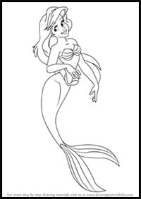200x283 How To Draw The Little Mermaid Cartoon Characters Drawing - Princess Ariel Drawing