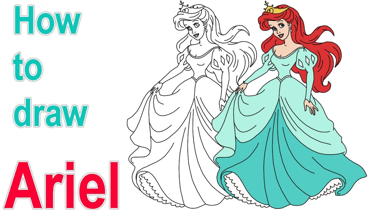 1280x720 How To Draw Disney Ariel Drawing Tutorial - Princess Ariel Drawing