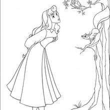 220x220 Princess Aurora With Her Animal Friends Coloring Pages - Princess Aurora Drawing