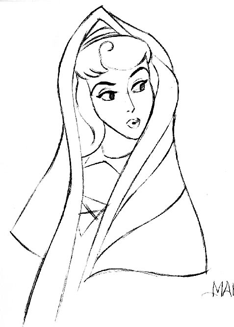 477x665 Walt Disney Sketches - Princess Aurora Drawing