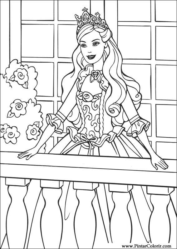 567x794 Drawings To Paint Colour Barbie Princess - Princess Barbie Drawing