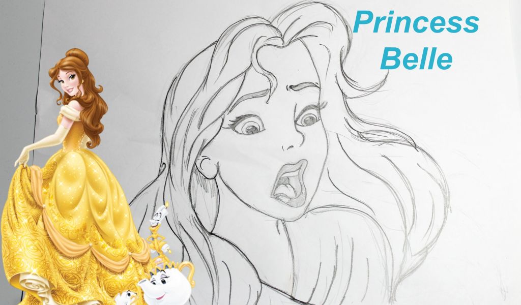 1024x600 Letters To Disney Characters Best Of Belle Princess Drawing - Princess Belle Drawing