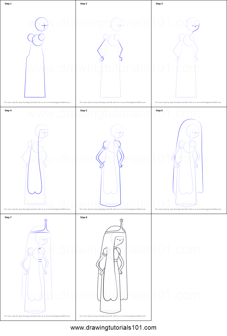 751x1110 how to draw princess bubblegum from adventure time printable step - Princess Bubblegum Drawing