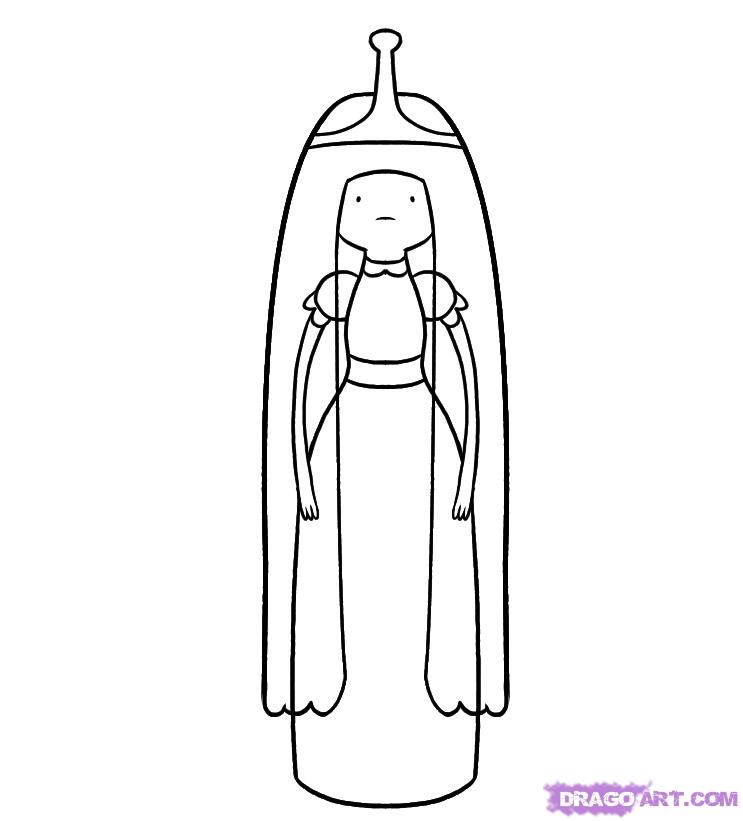 743x821 how to draw princess bubblegum, step - Princess Bubblegum Drawing