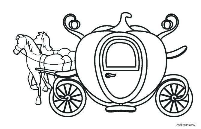 670x431 cinderella carriage coloring - Princess Carriage Drawing