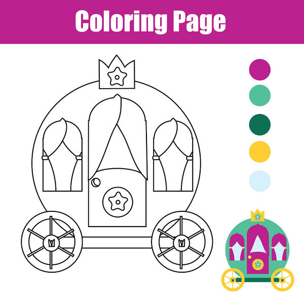 600x584 Coloring - Princess Carriage Drawing