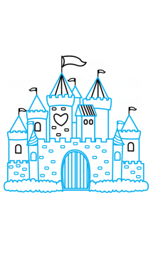 215x382 How To Draw A Princess Castle For Kids Step - Princess Castle Drawing