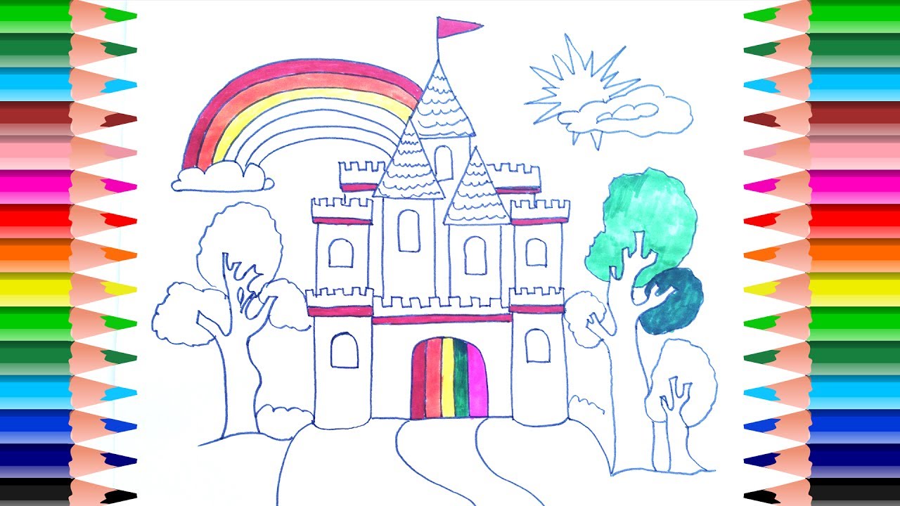 1280x720 How To Draw Castle For Princess Castle Coloring - Princess Castle Drawing
